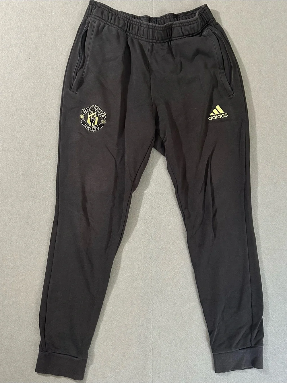 adidas Black Jogger Pants with Yellow Logos